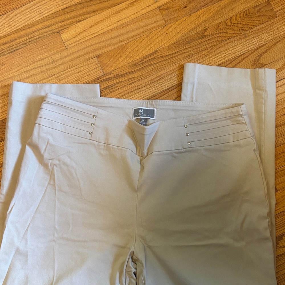 JM Collection Beige Pleated Trousers